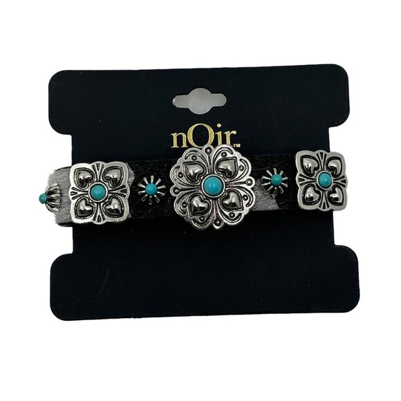 nOir Jewelry Jewelry - NWT Noir Faux Fur Animal Print and Silver Conch Bracelet